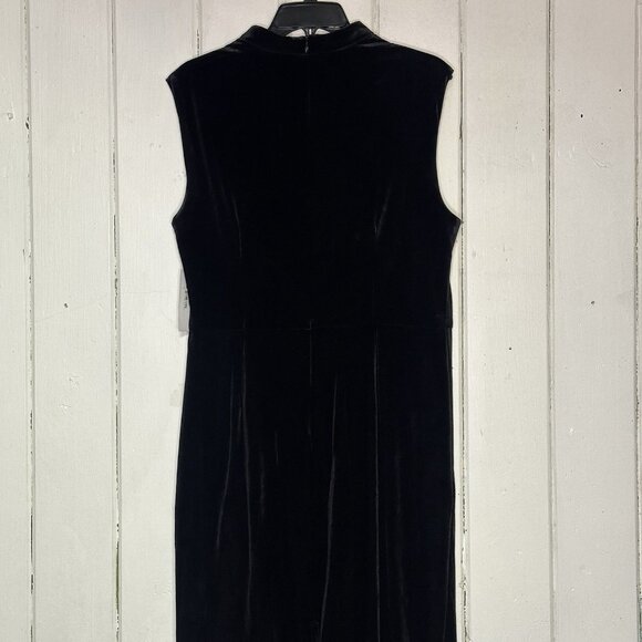 Donna Morgan Women's Size 16 Black Velvet Ruched Mock Neck Party Midi Dress NWT - Picture 8 of 11